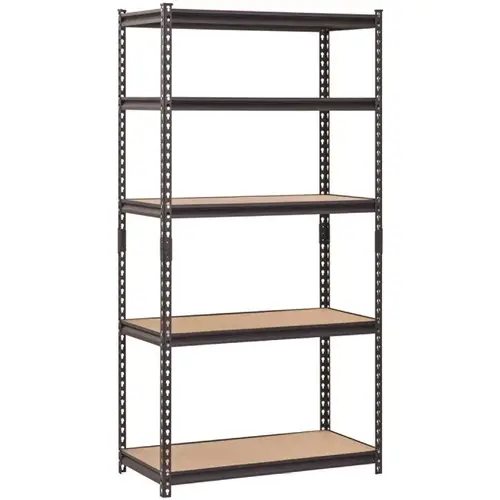 5-Tier Steel Shelving In Black, 36 In. W X 72 In. H X 18 In. D