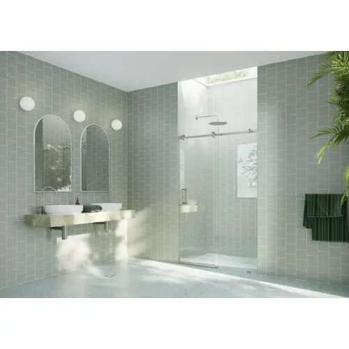 Astro 60" x 78" Fully Frameless Glass Sliding Shower Doors with Square Hardware Brushed Bronze