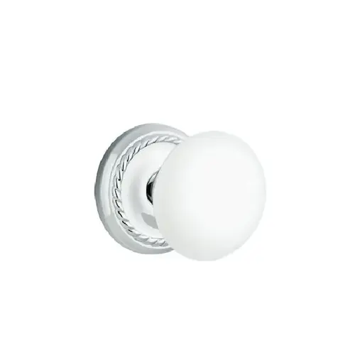 Ice White Knob Passage with Rope Rose Bright Chrome Finish