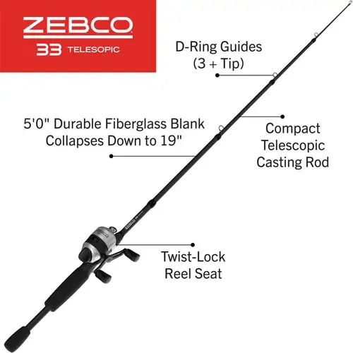 Zebco 33 Micro 5'-0" Ultra-Light Telescopic Spincast Combo