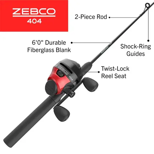 Zebco 404 6 ft-0" 2 pc Medium Spincast Combo