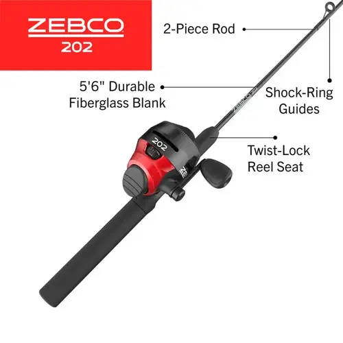 ZEbco 202 5 ft-6" 2 pc Medium-Light Spincast Combo