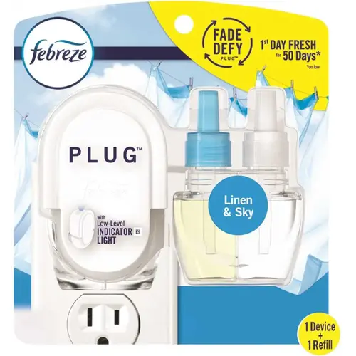 Plug Starter Kit 0.87 Oz. Linen/sky Scent Oil Warmer/oil Refill Plug-In