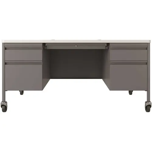 30"dx60"w Double Pedestal File Desk Rnd Corner T-Mold Top Platinum/white 30"dx60"w Double Pedestal File Desk Rnd Corner T-Mold Top Platinum/white