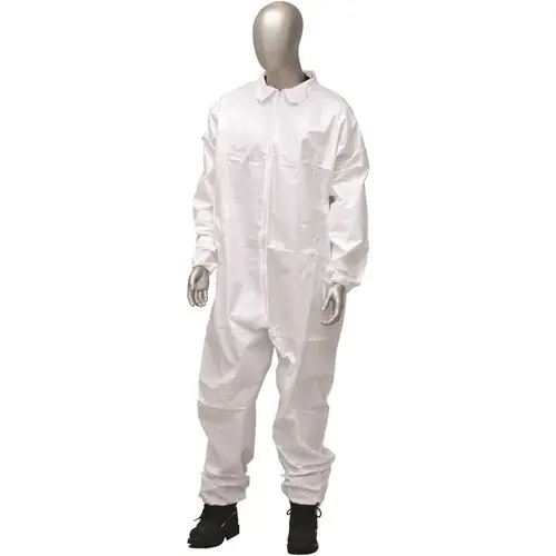 Microporous Coverall Zip Front Elast Wrist/ankles 2x White