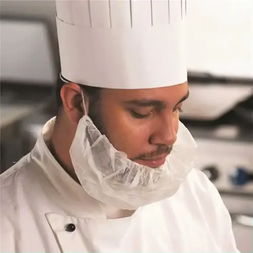 Ambitex Beard Cover Green Spunbond Polypropylene Disposable With Elastic - pack of 1000