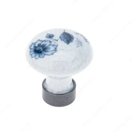Traditional Limoges Porcelain and Forged Iron Knob - 1353 Traditional Limoges Porcelain and Forged Iron Knob - 1353