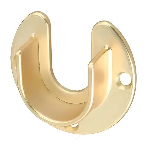 Closet Rod Supports, Zamac Material, Open Support Type, 1-5/16" Diameter, Matte Brass Finish