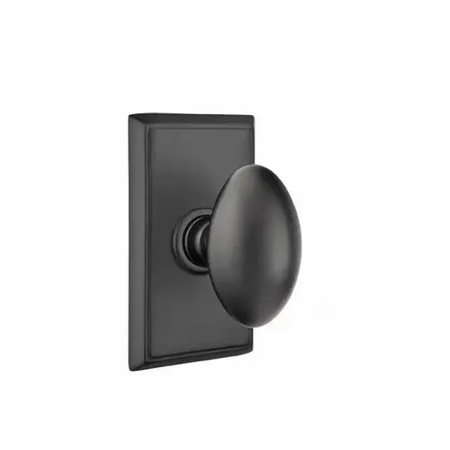 Egg Knob Dummy Pair With Rectangular Rose Flat Black Finish Egg Knob Dummy Pair With Rectangular Rose Flat Black Finish