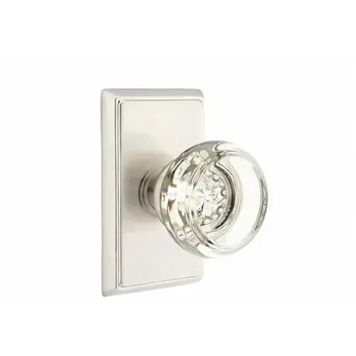 Georgetown Crystal Knob Dummy Pair With Rectangular Rose Satin Nickel Finish Georgetown Crystal Knob Dummy Pair With Rectangular Rose Satin Nickel Finish