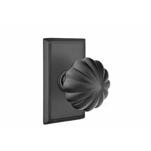 Melon Knob Passage With Rectangular Rose Flat Black Finish Melon Knob Passage With Rectangular Rose Flat Black Finish
