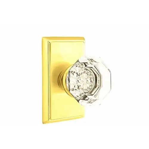 Old Town Clear Knob Passage With Rectangular Rose Bright Brass Finish Old Town Clear Knob Passage With Rectangular Rose Bright Brass Finish