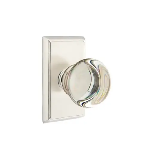 Providence Crystal Knob Clear Privacy With Rectangular Rose Satin Nickel Finish Providence Crystal Knob Clear Privacy With Rectangular Rose Satin Nickel Finish