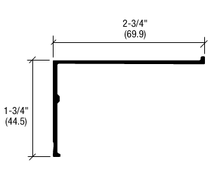 CRL-U.S. Aluminum SC40052 White KYNAR Paint 1-3/4" x 2-3/4" Molding - 21'-2" Stock Length