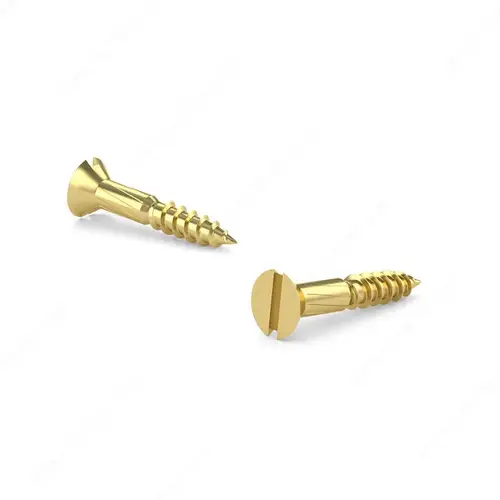 Decorative Wood Screw, Flat Head, Slotted Drive, Regular Thread, Regular Wood Point Brass Plated Decorative Wood Screw, Flat Head, Slotted Drive, Regular Thread, Regular Wood Point Brass Plated