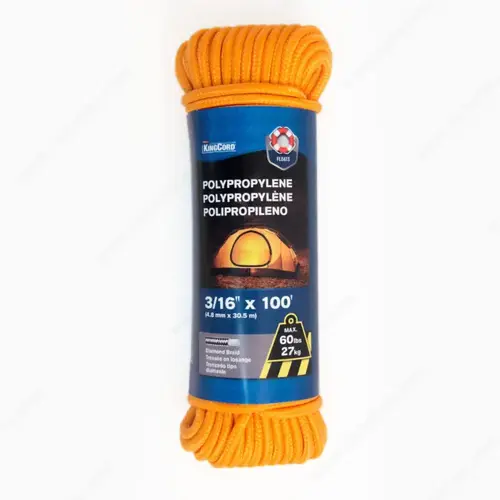 Polypropylene Diamond Braid Rope Orange - pack of 6 Polypropylene Diamond Braid Rope Orange - pack of 6