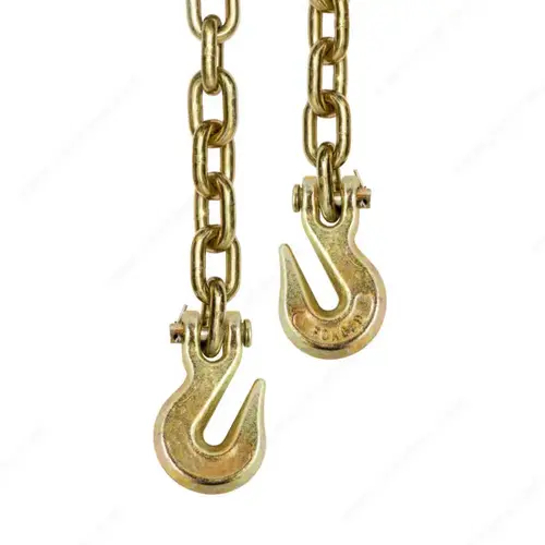 Grade 70 Gold Chromate Transport Chain with Clevis Grab Hooks Grade 70 Gold Chromate Transport Chain with Clevis Grab Hooks