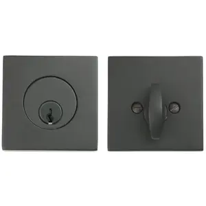Emtek 8469US19 Square Single Cylinder Deadbolt Flat Black Finish