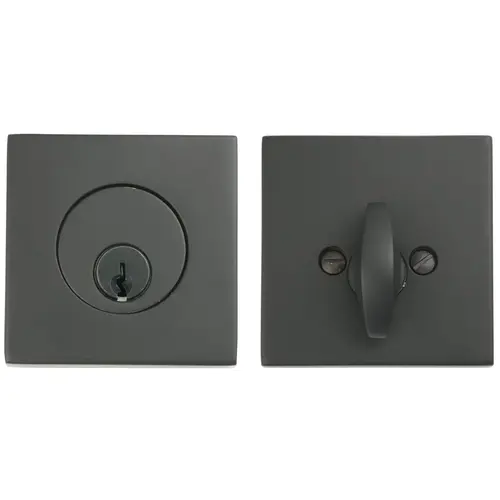 Square Single Cylinder Deadbolt Flat Black Finish