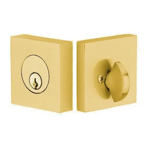 Square Single Cylinder Deadbolt Satin Brass Finish