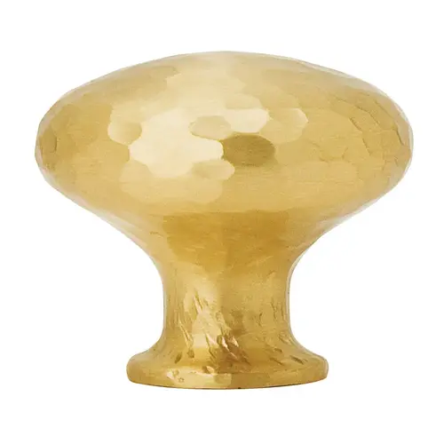 Round Dimpled 1-1/4" Cabinet Knob Satin Brass Finish
