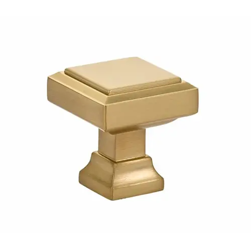 Geometric Square 1-1/4" Cabinet Knob Satin Brass Finish Geometric Square 1-1/4" Cabinet Knob Satin Brass Finish