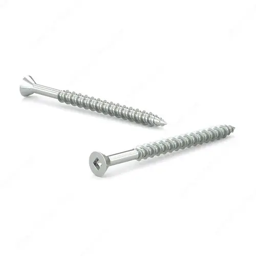 Zinc-Plated Wood Screw, Flat Head With Nibs, Square Drive, Hi-Low Thread, Regular Wood Point - pack of 100 Zinc-Plated Wood Screw, Flat Head With Nibs, Square Drive, Hi-Low Thread, Regular Wood Point - pack of 100