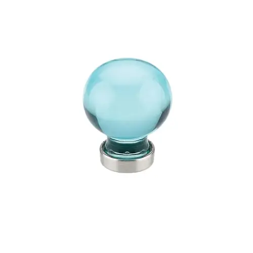 1" Bristol Cyan Crystal Cabinet Knob Satin Nickel Finish 1" Bristol Cyan Crystal Cabinet Knob Satin Nickel Finish