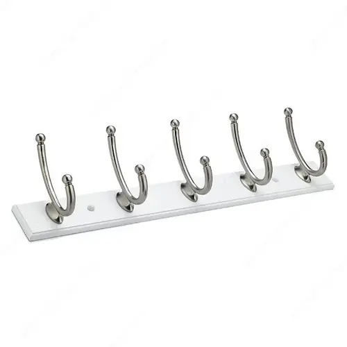 Modern Hook Rack - 1362 White / Brushed Nickel Modern Hook Rack - 1362 White / Brushed Nickel