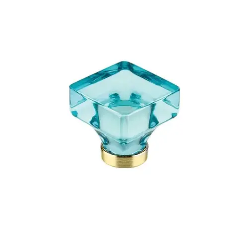 1-3/8" Lido Cyan Crystal Cabinet Knob Bright Brass Finish 1-3/8" Lido Cyan Crystal Cabinet Knob Bright Brass Finish