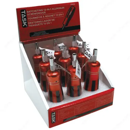 Task Tools T50193 13-in-1 Ratcheting Screwdriver with Aluminum Handle ...