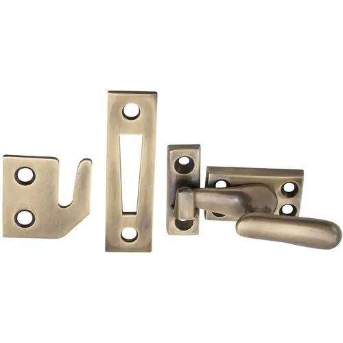 Casement Latch Standard with 3 Strikes French Antique Brass Finish Casement Latch Standard with 3 Strikes French Antique Brass Finish