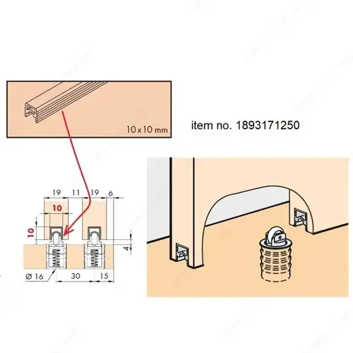 Guide Rail for HAWA CLIPO 26/36 Guide Rail for HAWA CLIPO 26/36