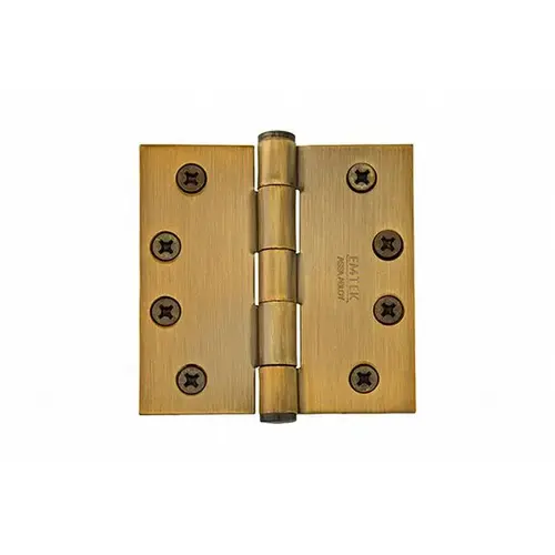 4" X 4" Square Steel Heavy Duty Hinge French Antique Brass Finish Pair