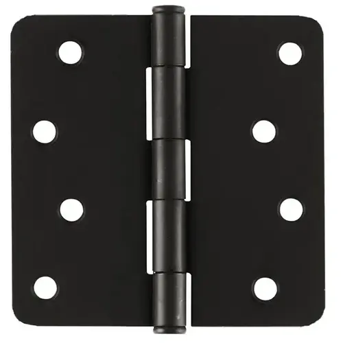 4" X 4" 1/4" Radius Steel Residential Duty Hinge Flat Black Finish Pair 4" X 4" 1/4" Radius Steel Residential Duty Hinge Flat Black Finish Pair