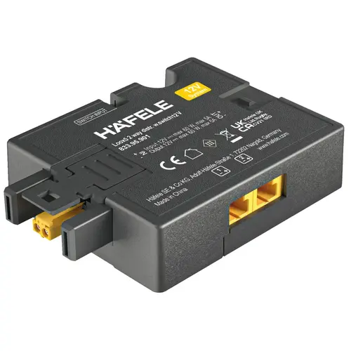 2-way distributor, Hafele Loox5 12 V box to box with switching function for 1 switch for 2 outputs, max. connected wattage 60 W Black 2-way distributor, Hafele Loox5 12 V box to box with switching function for 1 switch for 2 outputs, max. connected wattage 60 W Black