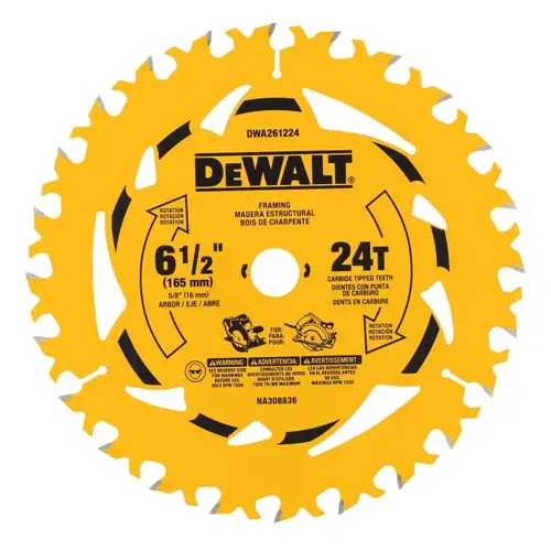 Circular Saw Blade 6-1/2" D X 5/8" Tungsten Carbide Tipped 24 teeth - pack of 10 Circular Saw Blade 6-1/2" D X 5/8" Tungsten Carbide Tipped 24 teeth - pack of 10