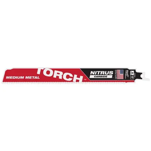 Reciprocating Saw Blade Torch 9" Nitrus Carbide 10 TPI Black/Red Reciprocating Saw Blade Torch 9" Nitrus Carbide 10 TPI Black/Red