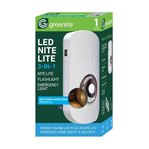 Night Light w/Sensor Automatic/Manual Plug-in 3-in-1 LED White Night Light w/Sensor Automatic/Manual Plug-in 3-in-1 LED White