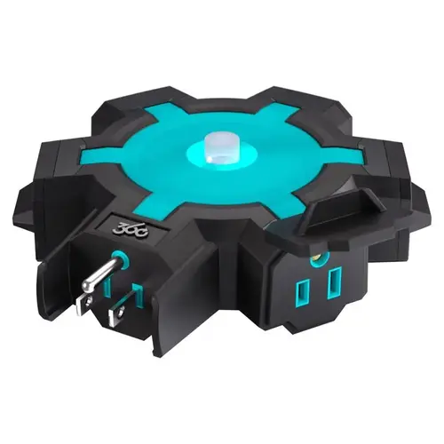 Power Hub Grounded 5 outlets Black/Teal Power Hub Grounded 5 outlets Black/Teal
