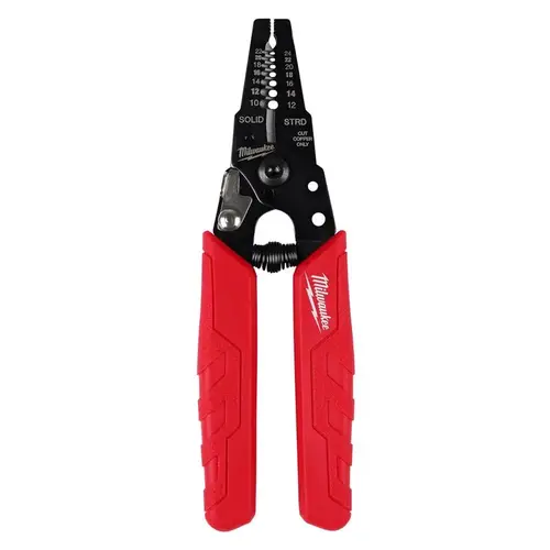 Compact Wire Stripper & Cutter With Comfort Grip, 10-24 Awg Black/Red