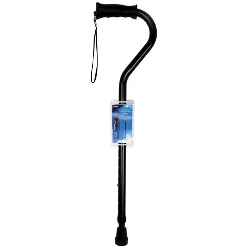 Offset Walking Cane w/Strap Black Aluminum/Plastic 39.5" H X 6.8" L Black Offset Walking Cane w/Strap Black Aluminum/Plastic 39.5" H X 6.8" L Black