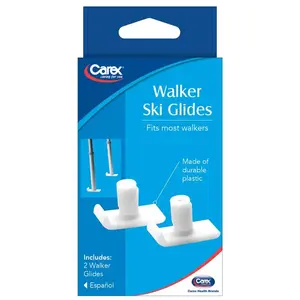 Carex FGA80900 0000 Walker Ski Glides White Plastic 2.30" H X 3.50" L White Pair