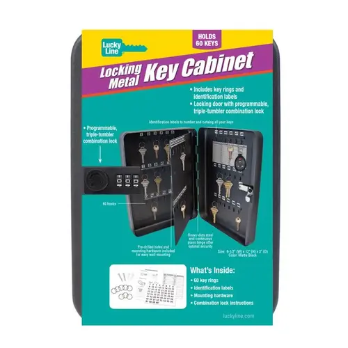 Key Cabinet Black Steel Black