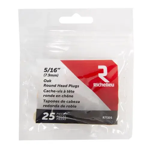 Head Plug Round Oak 5/16" D X .32" L 25 pk Natural - pack of 5 Head Plug Round Oak 5/16" D X .32" L 25 pk Natural - pack of 5