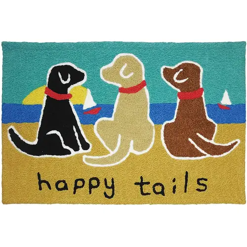 Accent Rug 20" W X 30" L Multi-Color Happy Tails Polyester Multi-Color