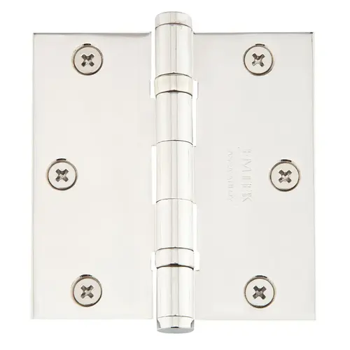 3-1/2" X 3-1/2" Square Solid Brass Heavy Duty Ball Bearing Hinge Bright Nickel Finish Pair 3-1/2" X 3-1/2" Square Solid Brass Heavy Duty Ball Bearing Hinge Bright Nickel Finish Pair