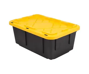 Greenmade 772641-XCP4 Snap Lock Storage Box 15 gal Black/Yellow