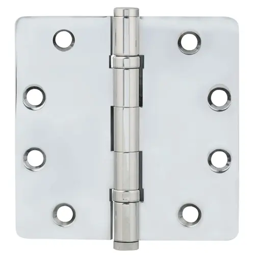 4-1/2" X 4-1/2" 1/4" Radius Solid Brass Heavy Duty Ball Bearing Hinge Bright Chrome Finish Pair 4-1/2" X 4-1/2" 1/4" Radius Solid Brass Heavy Duty Ball Bearing Hinge Bright Chrome Finish Pair
