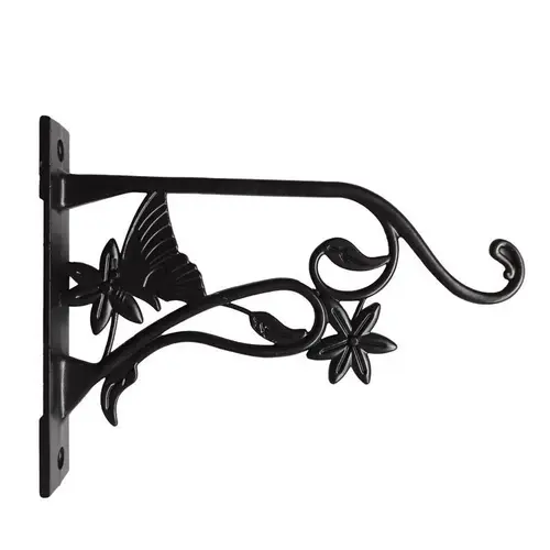 Plant Hook Black Aluminum 9" H Butterfly Coated